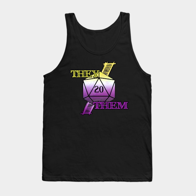 They/Them Pronoun D20 Tank Top by Aurora Jordan